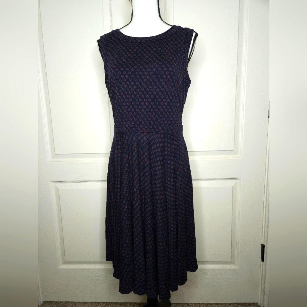 LOFT Patterened A-line Crewneck Dress